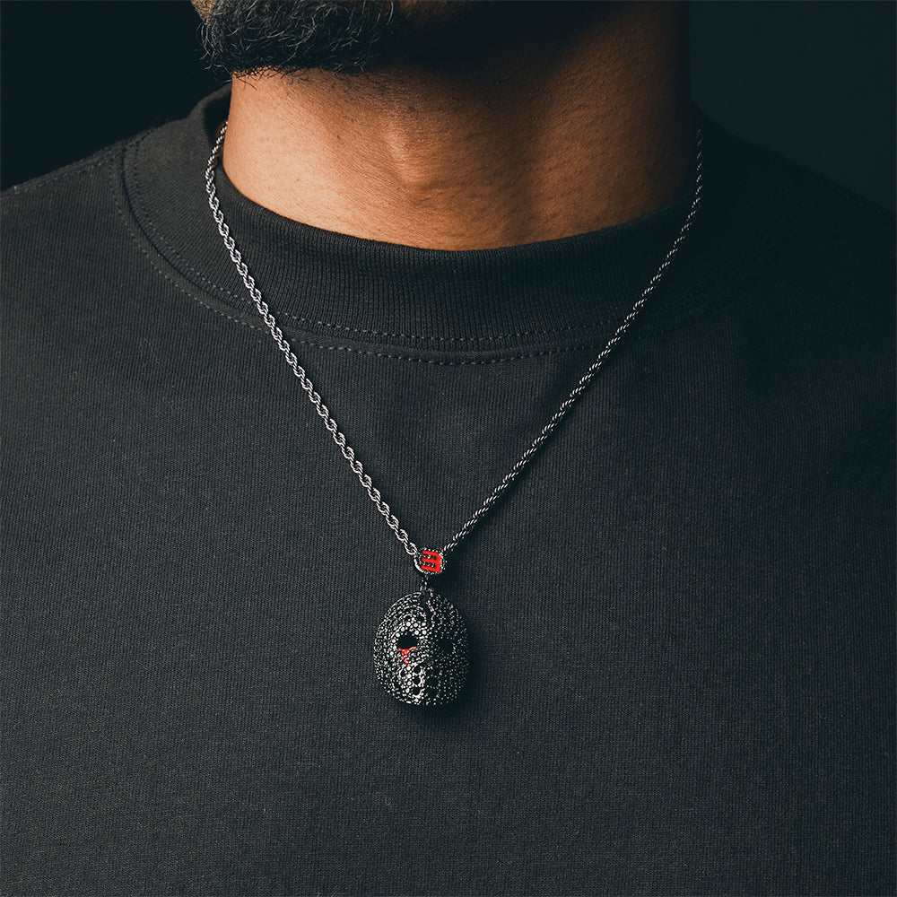 Hockey Mask Diamond Pendant & Chain (Gun Metal)