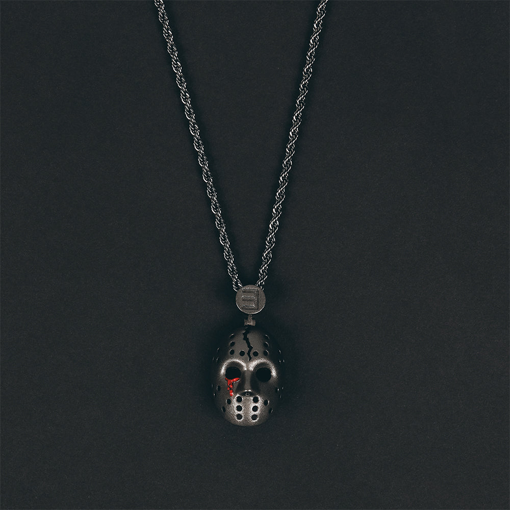 Hockey Mask Pendant & Chain (Gun Metal)
