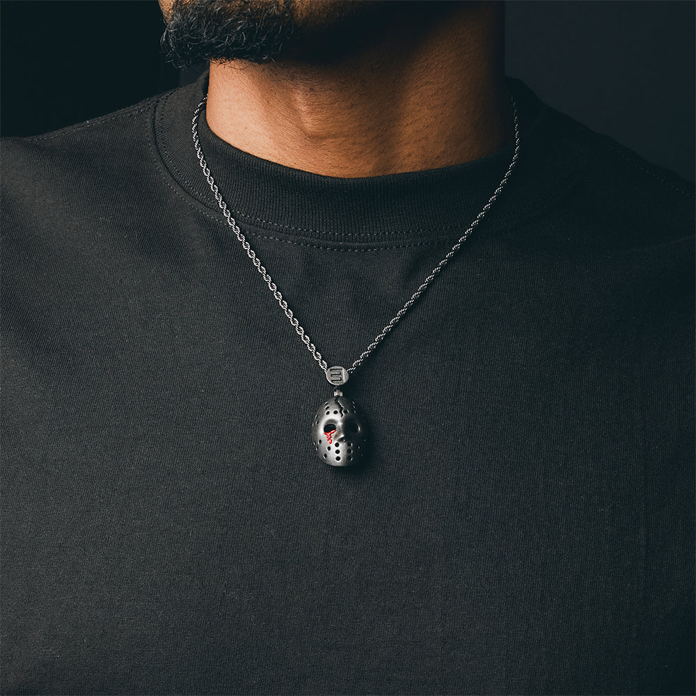 Hockey Mask Pendant & Chain (Gun Metal)