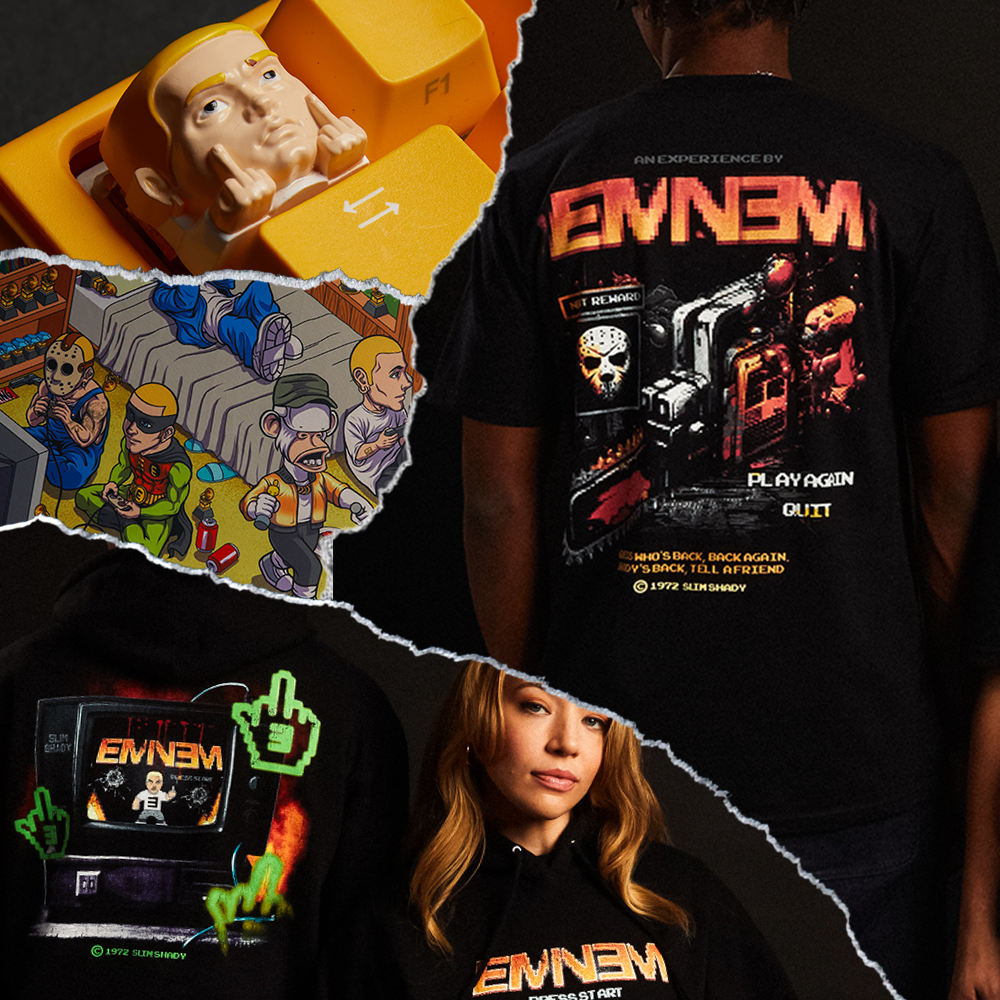 Dead Stock Shady Ltd ゲームシャツ Eminem Shady LTD Eminem T-shirt Black Red And White Authentic