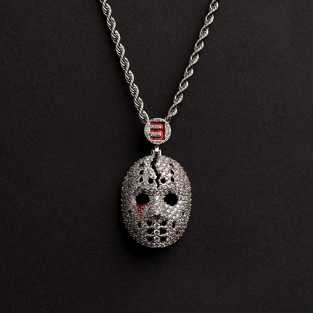 Hockey Mask Diamond Pendant & Chain