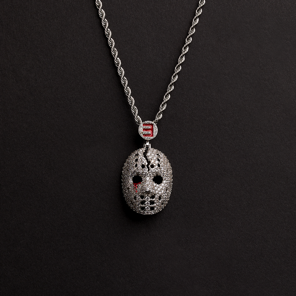 Hockey Mask Diamond Pendant & Chain