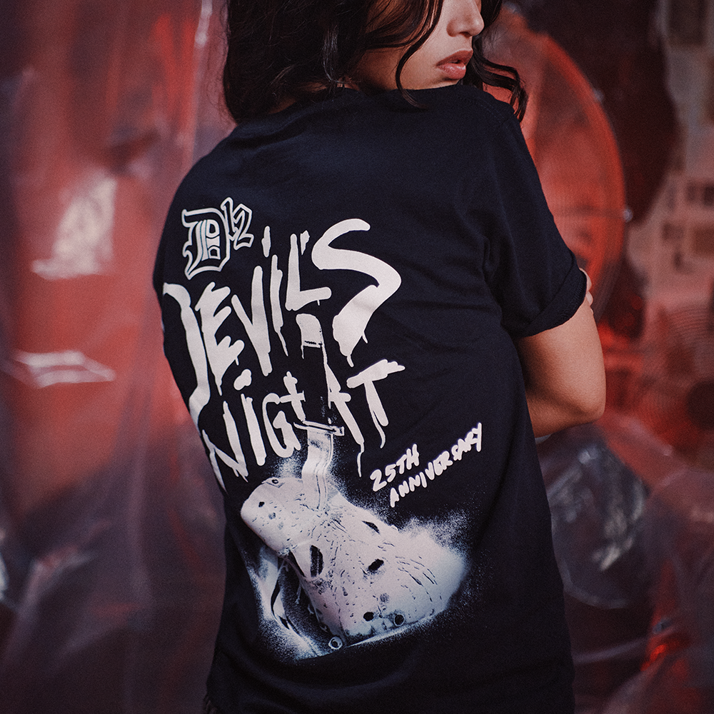 Devil's Night 25th Anniversary Mask T-Shirt Back