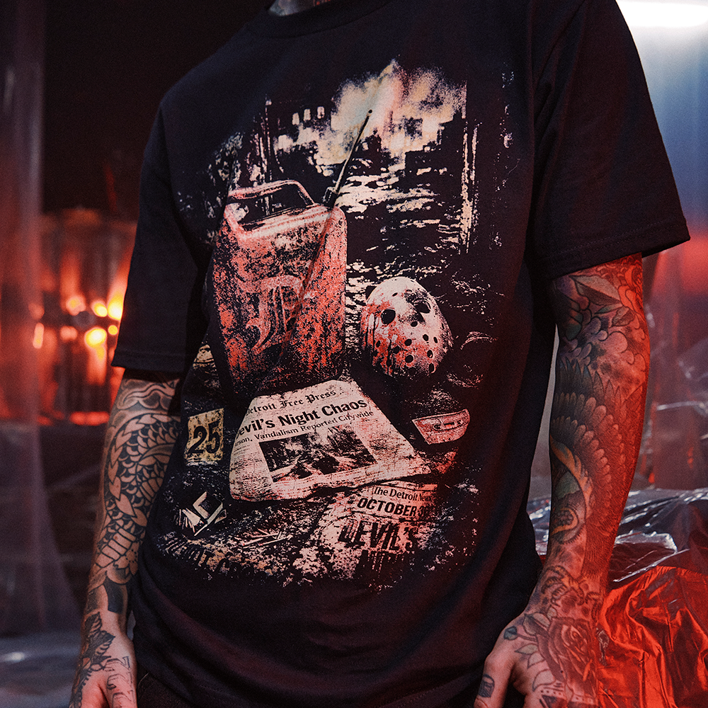 Devil's Night 25th Anniversary Evidence T-Shirt Front