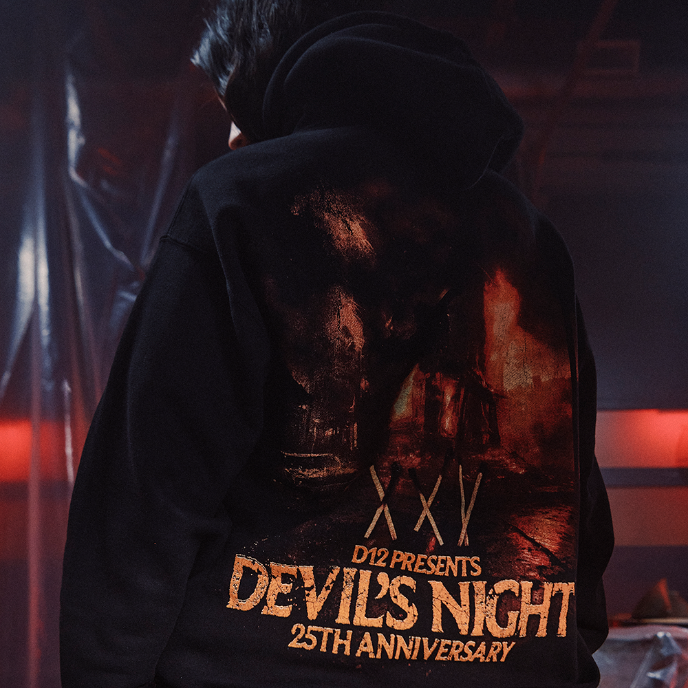 Devil's Night 25th Anniversary Match Stick Hoodie Back Detail