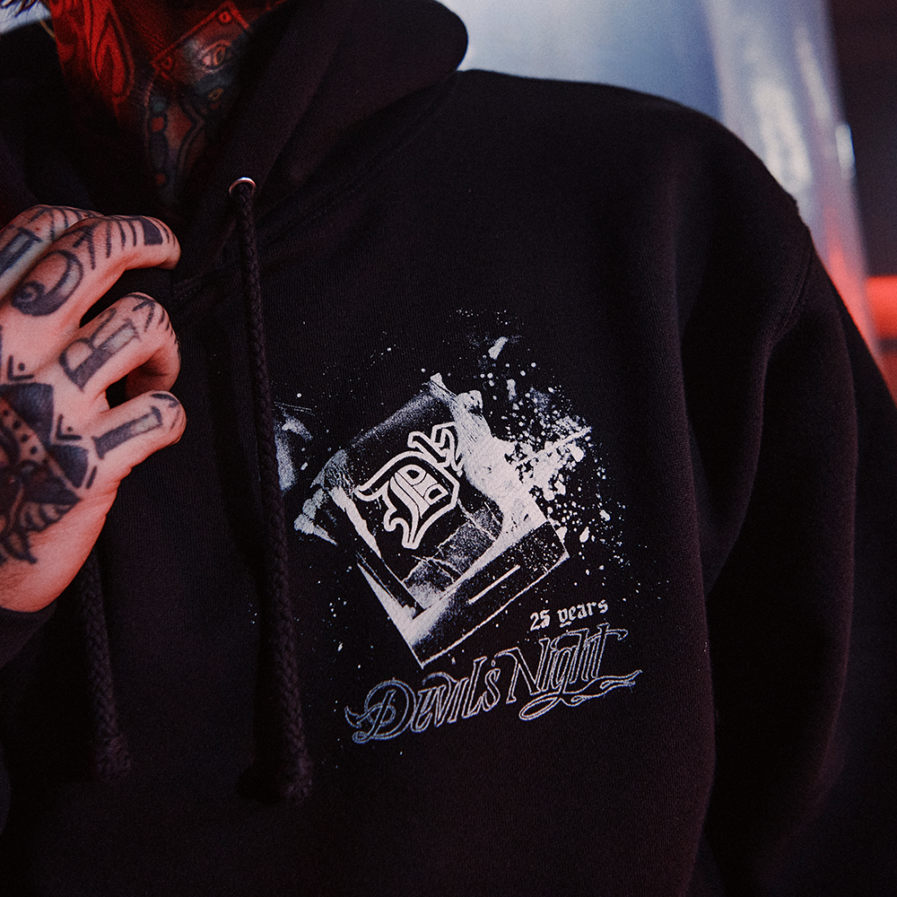 Devil's Night 25th Anniversary Album Hoodie Detail