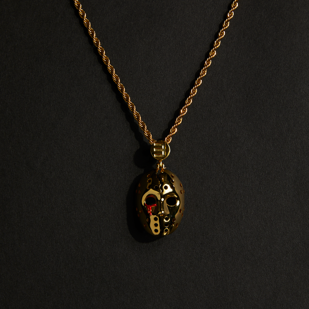 Hockey Mask Pendant & Chain (Gold)