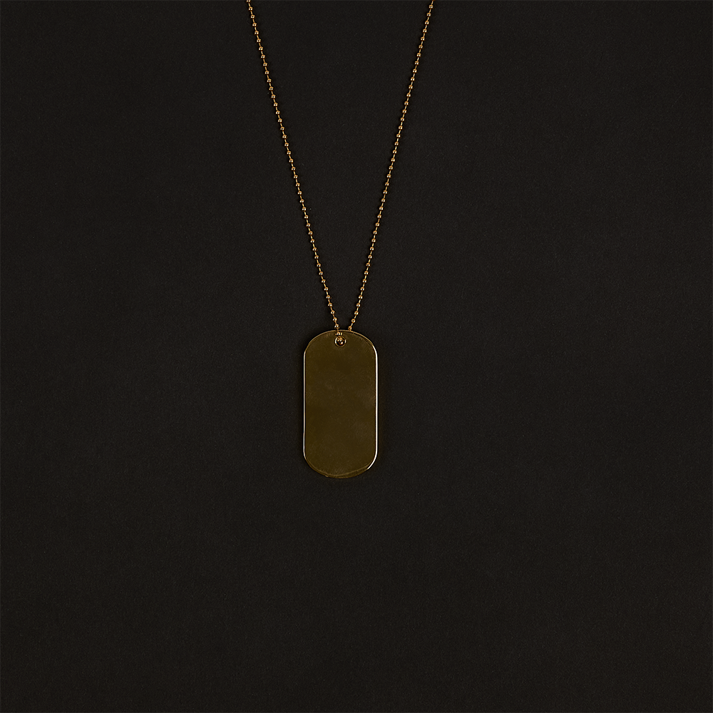 STAN Dog Tag Diamond Pendent & Chain (Gold) Back