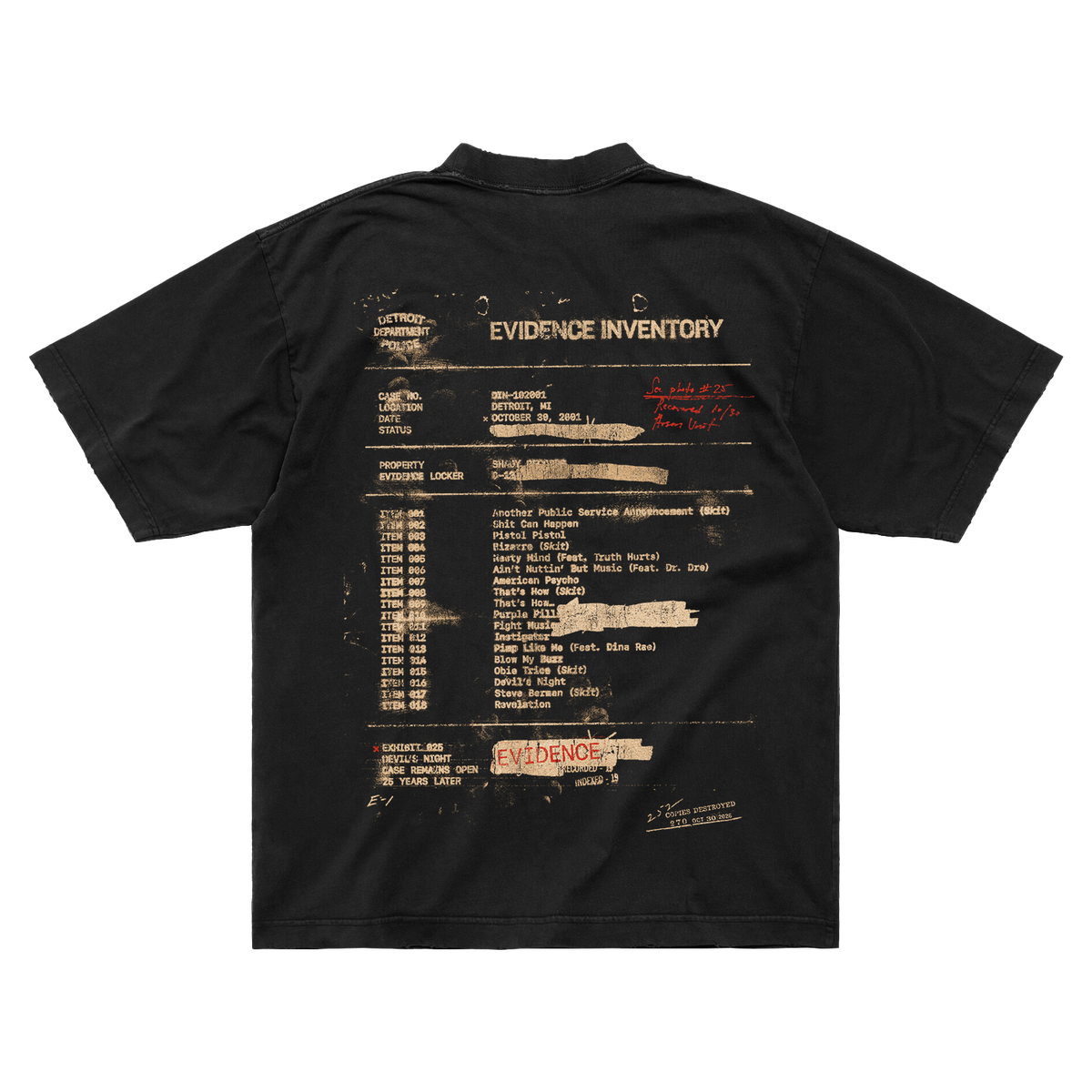 Devil's Night 25th Anniversary Evidence T-Shirt Back