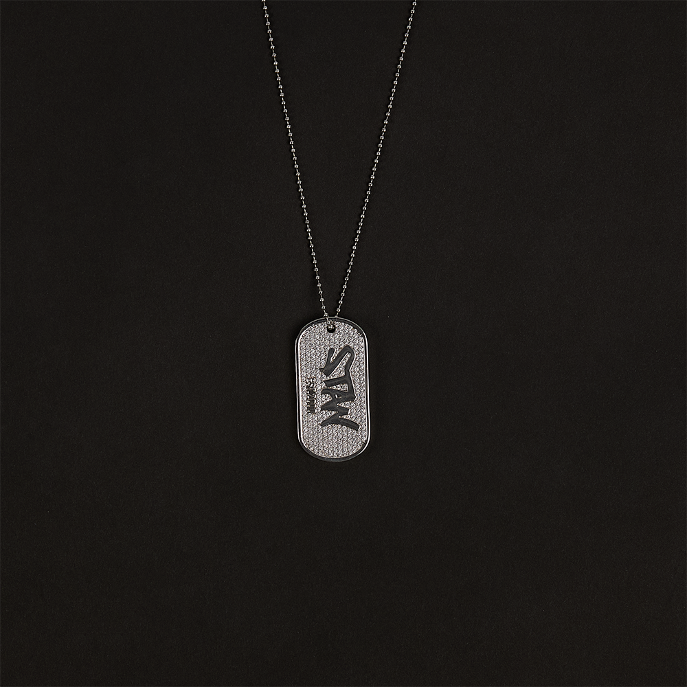 STAN Dog Tag Diamond Pendent & Chain (Silver) 3