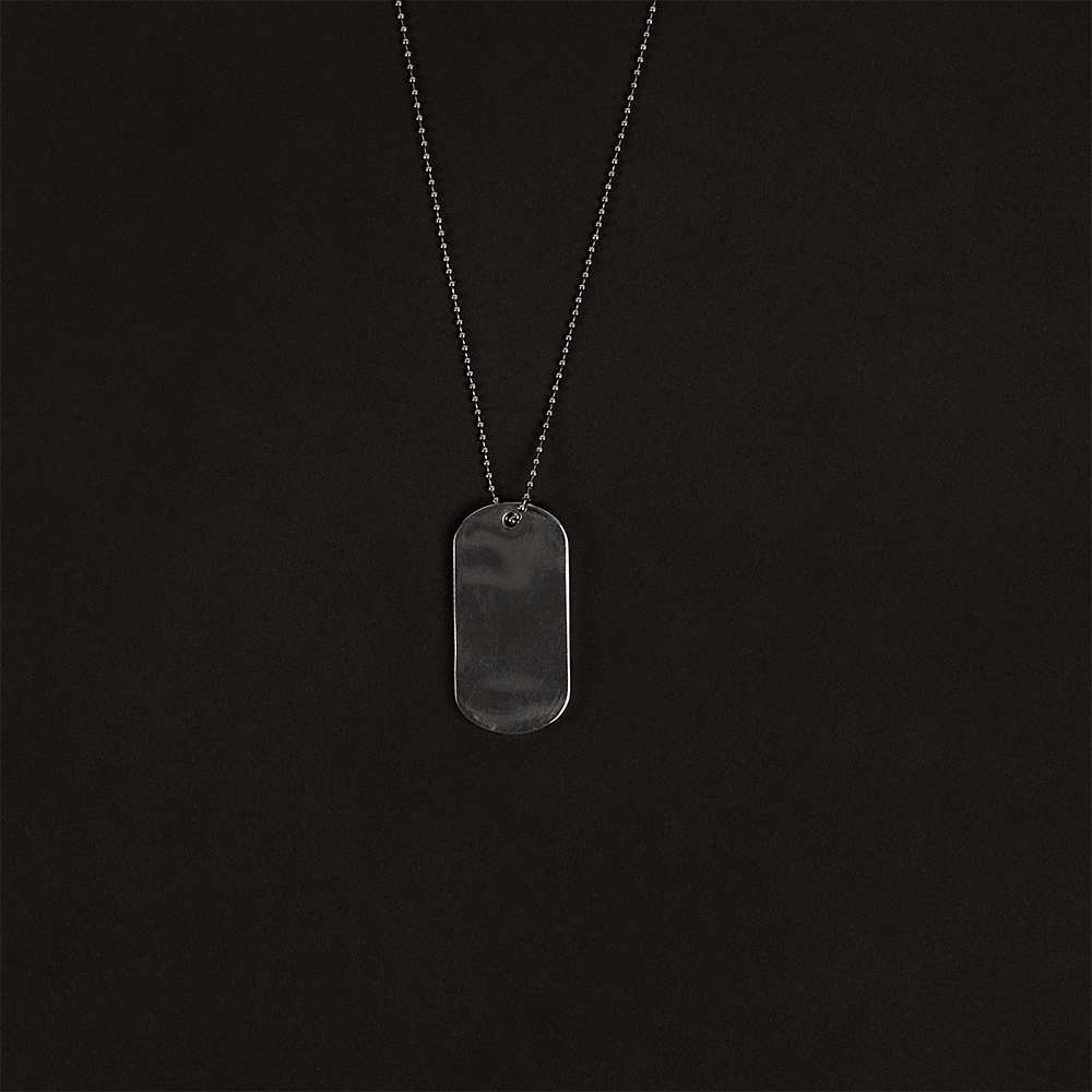 STAN Dog Tag Diamond Pendent & Chain (Silver) Back