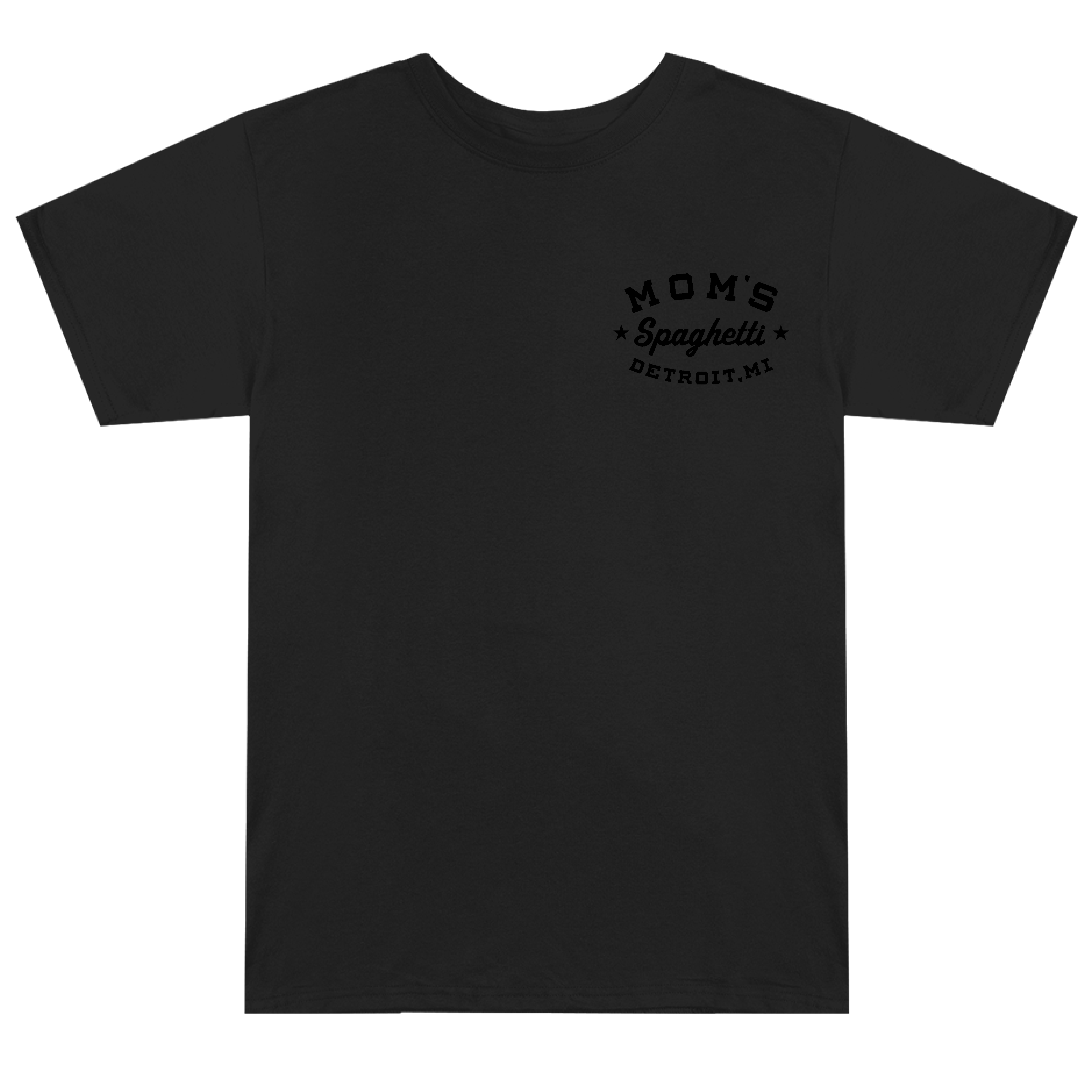 Mom's Spaghetti Chef T-Shirt (Black on Black) - Front