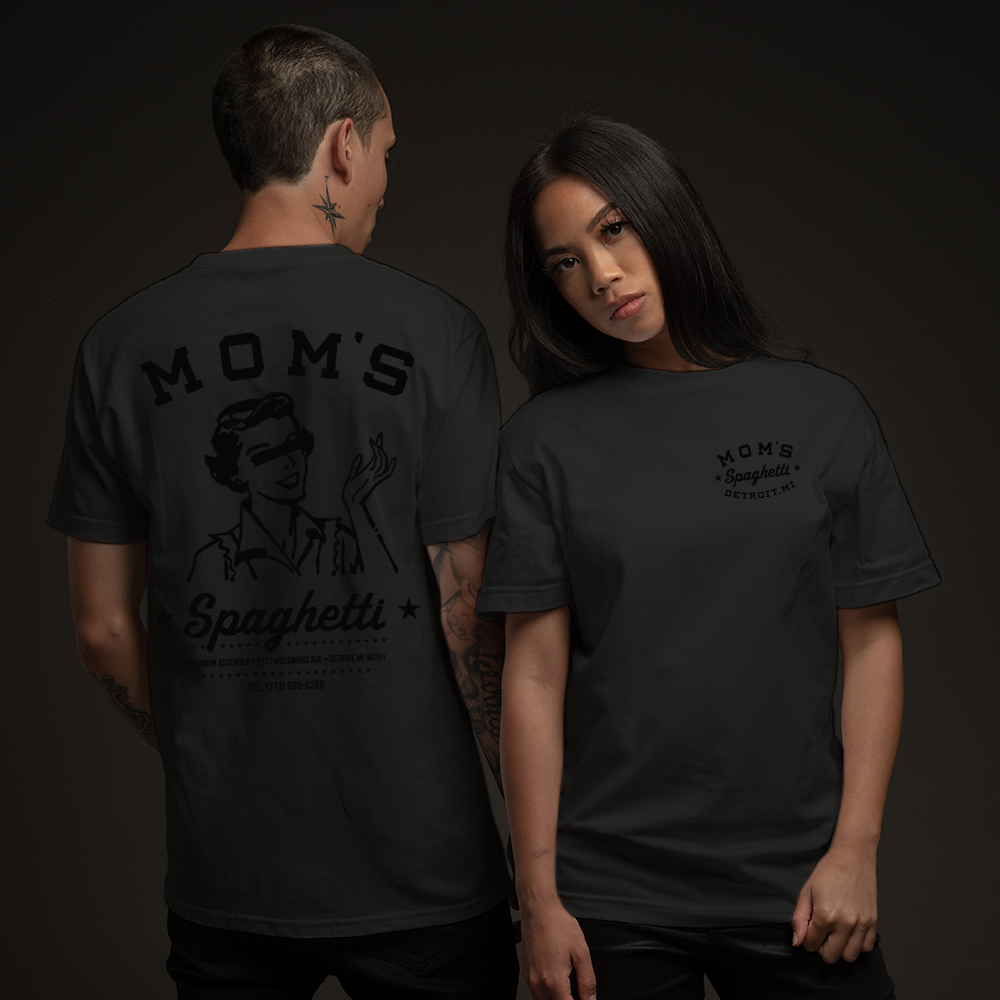 Mom's Spaghetti Chef T-Shirt (Black on Black) - Lifestyle